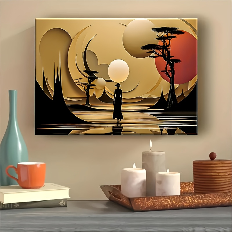 Interior Design Poster - 추상 아프리카 풍경 포스터 인쇄 황금