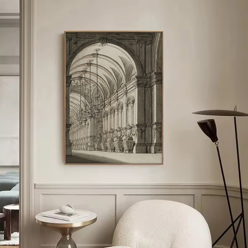 빈티지 드로잉 스케치 기하학적 건축 교회 돔 미적 캔버 - Interior Design Poster 리뷰 및 가격