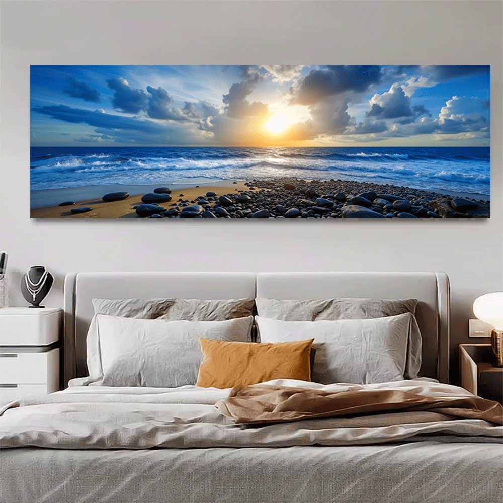 1PC-캔버스 포스터 프레임이 없는 바다 일몰 해변 파 - Interior Design Poster 리뷰 및 가격