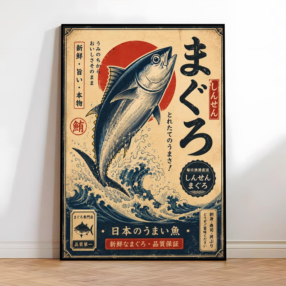 빈티지 일본어 물고기 스시 라미안 국수 서예 그림 방  - Interior Design Poster 리뷰 및 가격